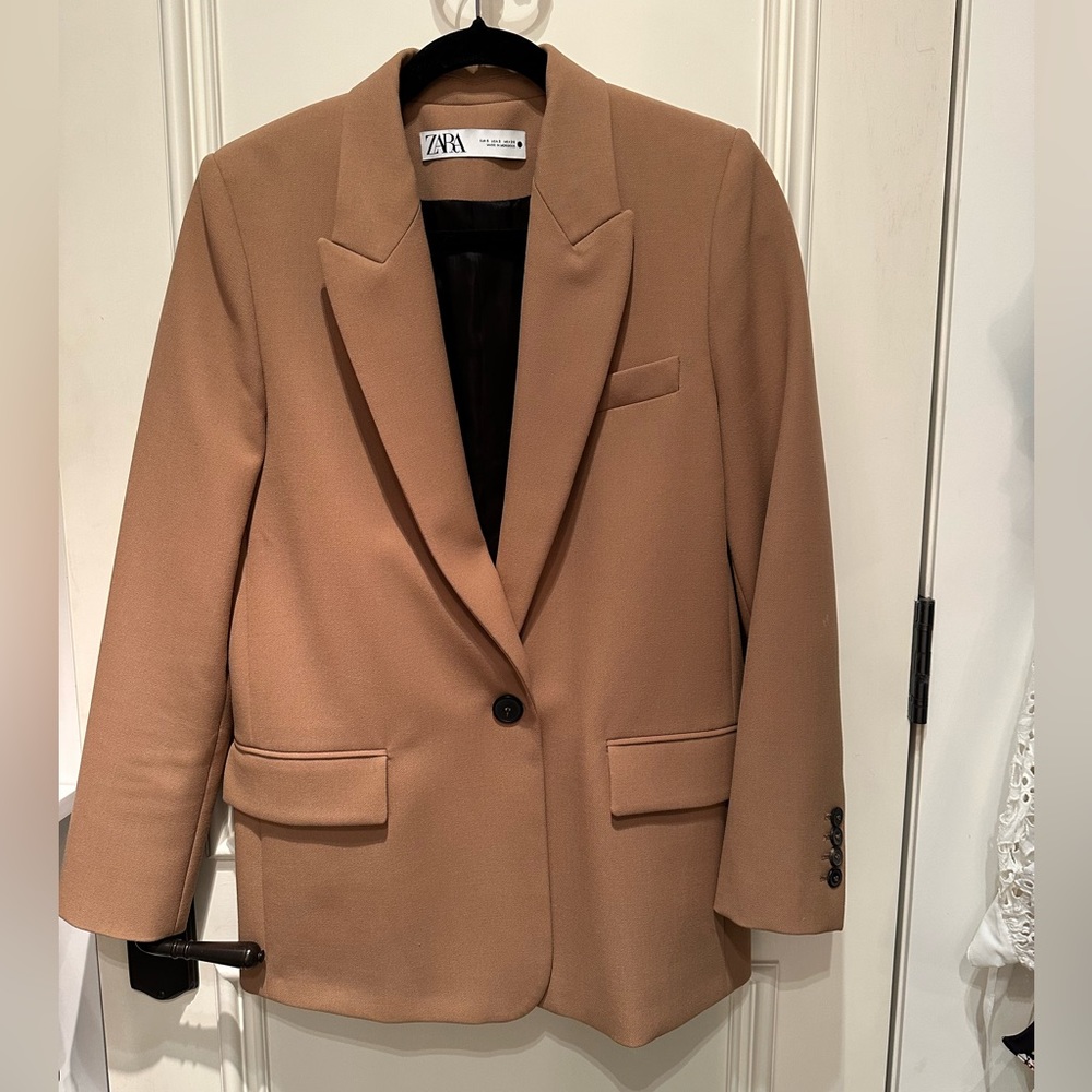 Zara camel oversized boyfriend blazer